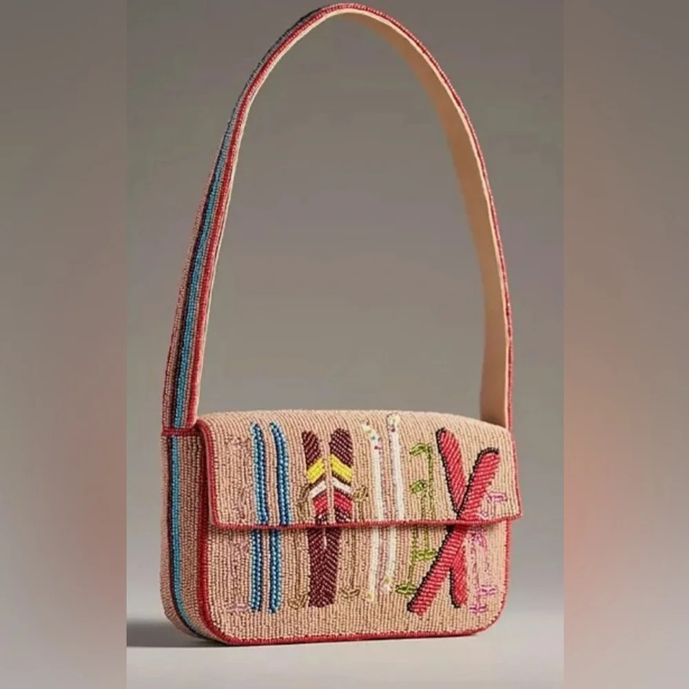 Anthropologie The Fiona Beaded Bag: Winter Icon Edition OG Ski - Picture 1 of 8